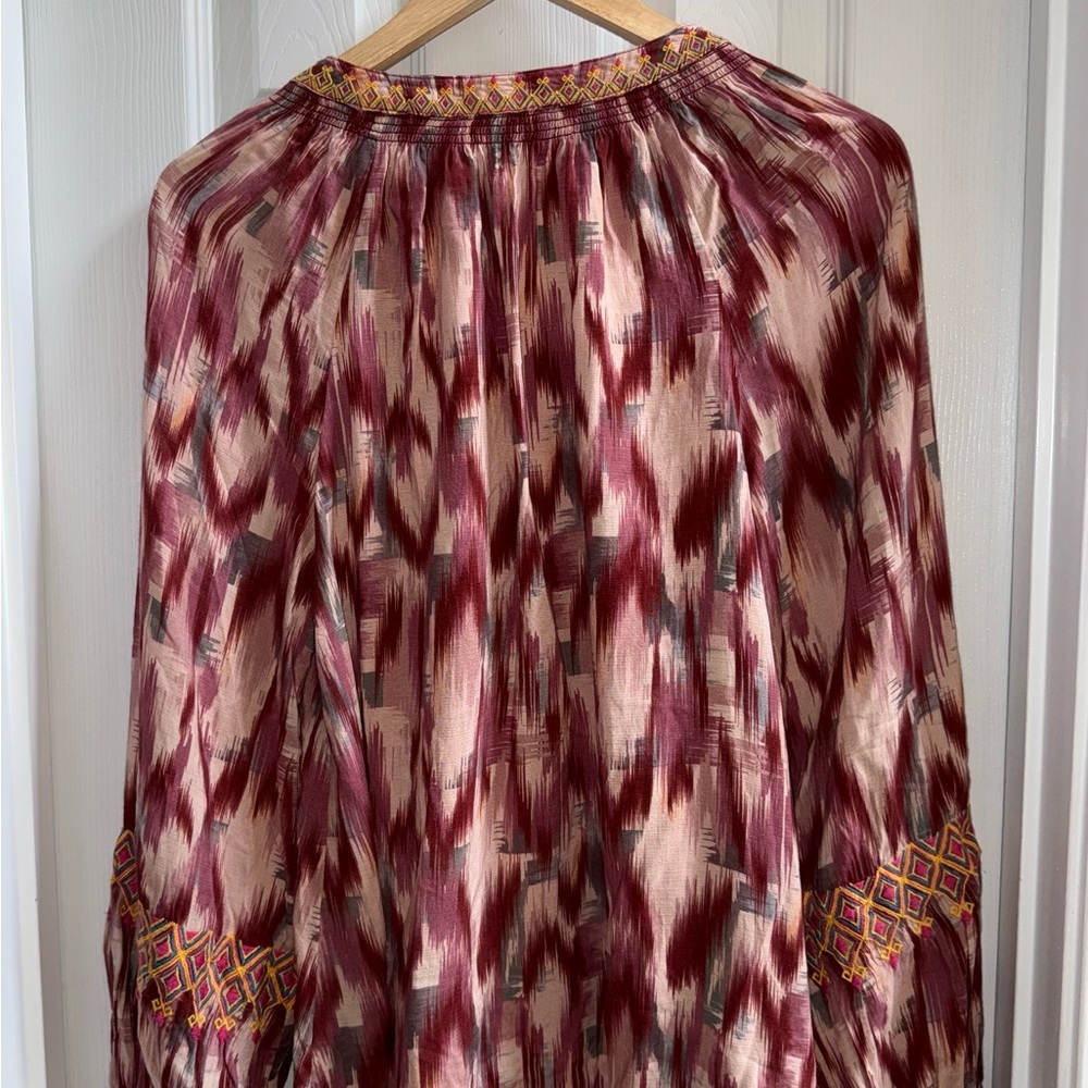 Sundance Distant Travels Boho Peasant Blouse XS Multico Embroidery Tassel Aztec - Picture 4 of 10